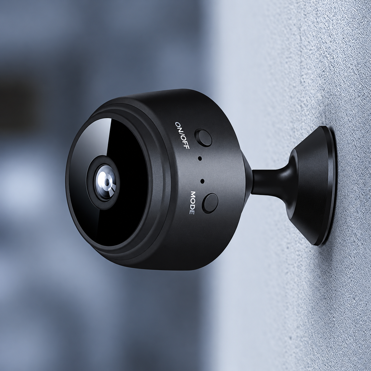 Caméra SpyFocus noire sur son support magnétique orientable