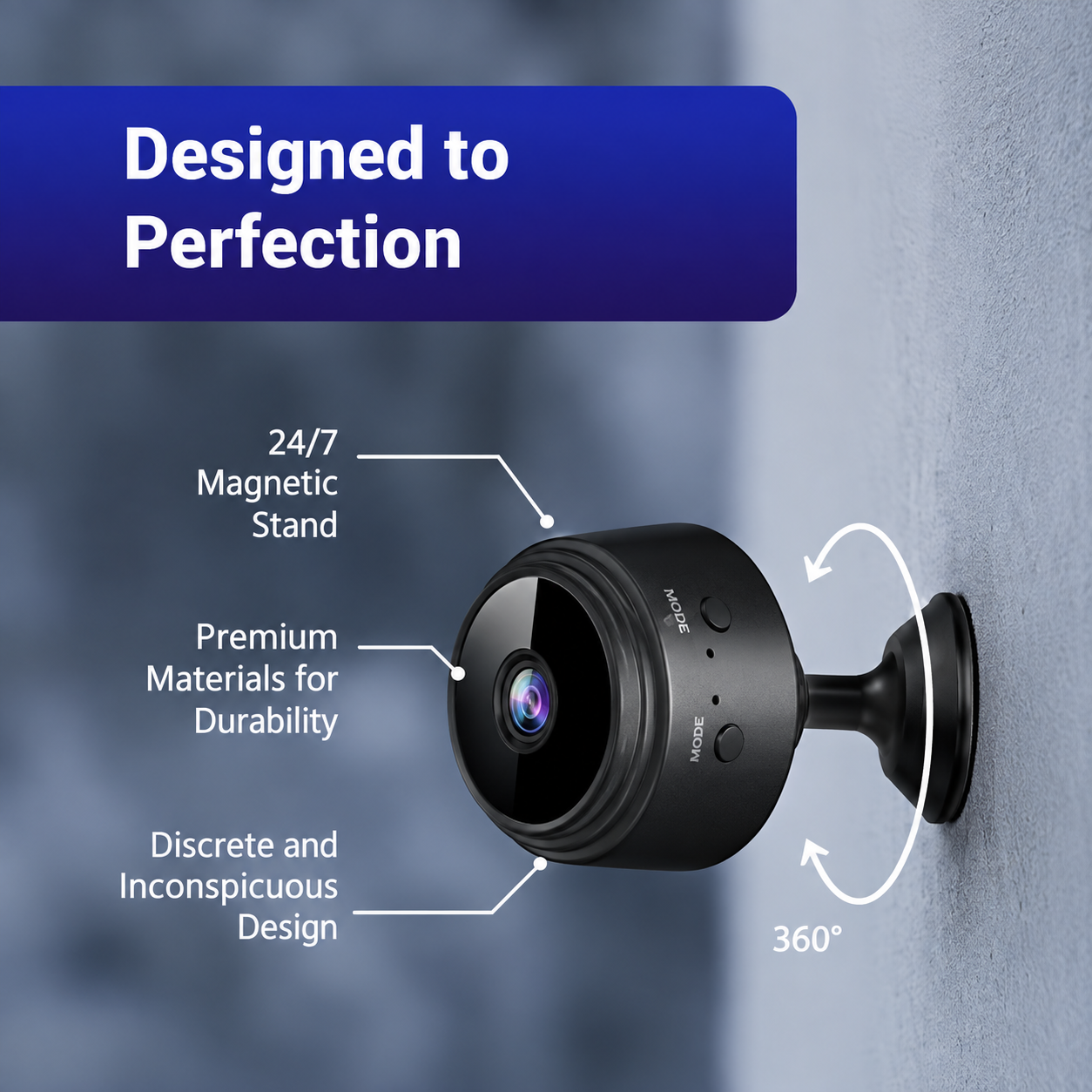 Design SpyFocus : support magnétique 24/7 et rotation à 360°